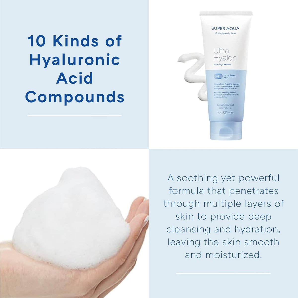 MISSHA Super Aqua Ultra Hyalron Cleansing Foam for Hydrating Cleanse - görsel 7