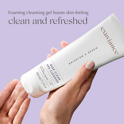 EXUVIANCE Deep Clean AHA Foaming Face Cleanser with Glycolic Acid - 7.2 oz, Soap-Free Makeup Remover Avelisse