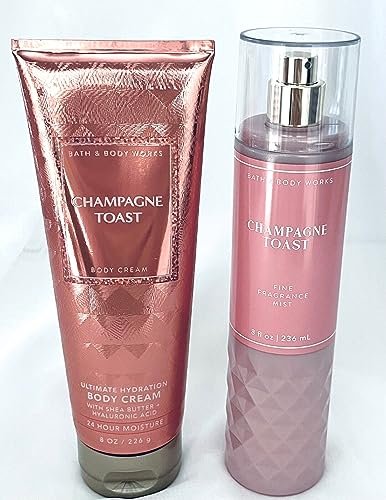 Bath & Body Works Champagne Toast Fine Fragrance Mist & Ultra Shea Body Cream Full Size Set Avelisse
