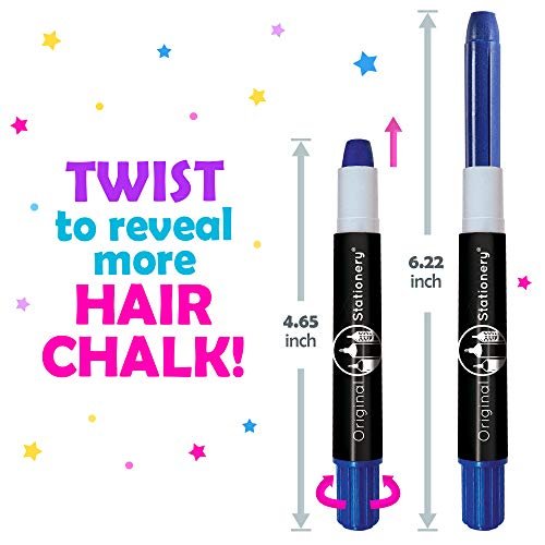 Original Stationery Hair Chalk Pens for Kids - 10-Pack Washable Temporary Hair Color Set with Metallic & Vibrant Shades Avelisse