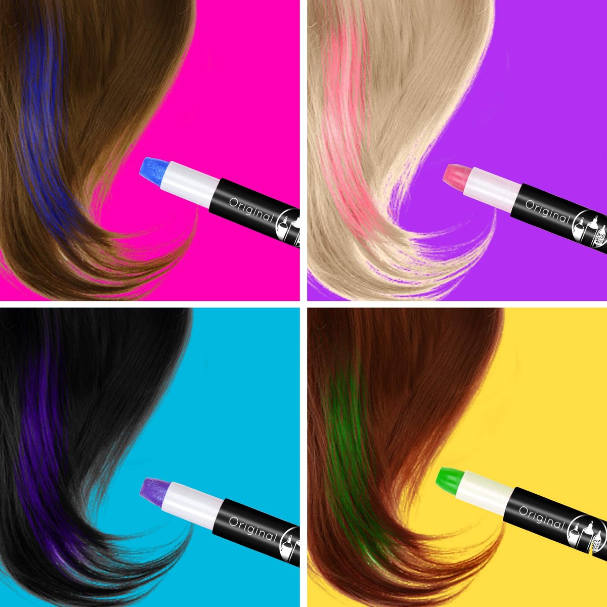 Original Stationery Hair Chalk Pens for Kids - 10-Pack Washable Temporary Hair Color Set with Metallic & Vibrant Shades Avelisse