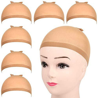 Fandamei 6 Pcs Light Brown Stocking Wig Caps - Stretchy Nylon Wig Caps for Women, Girls, Kids