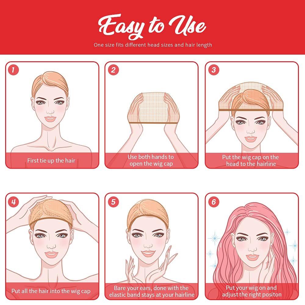 Fandamei 6 Pcs Light Brown Stocking Wig Caps - Stretchy Nylon Wig Caps for Women, Girls, Kids - görsel 11