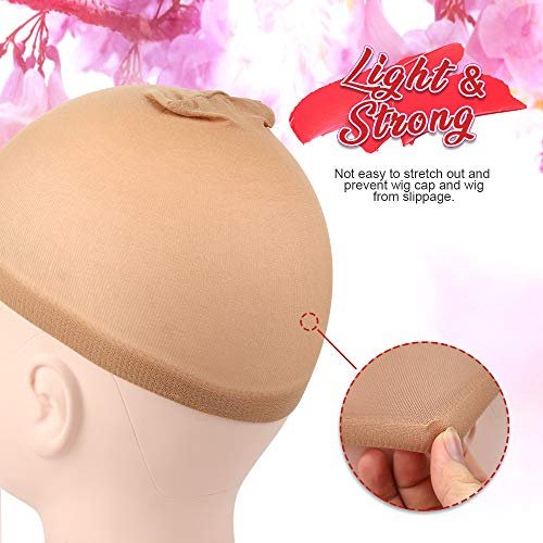 Fandamei 6 Pcs Light Brown Stocking Wig Caps - Stretchy Nylon Wig Caps for Women, Girls, Kids - görsel 8