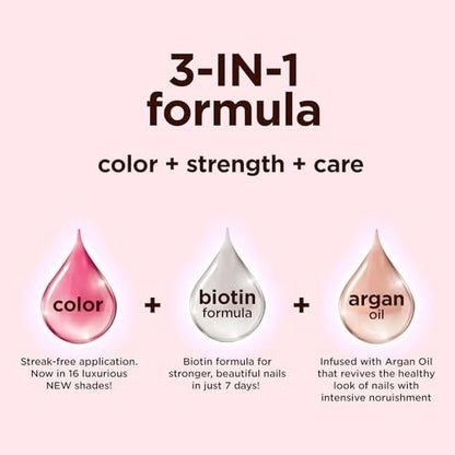 Sally Hansen Color Therapy Nail Polish - Nude Pink 539 Bare Kiss - Biotin & Argan Oil Infused, Long-Lasting Color & Nail Strengthener