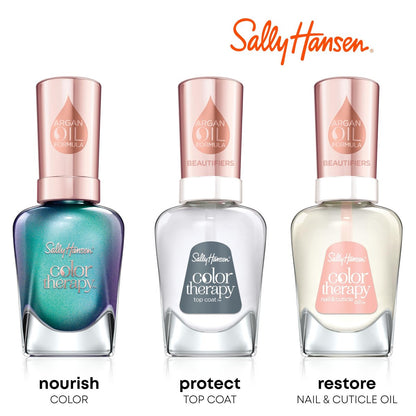 Sally Hansen Color Therapy Nail Polish - Nude Pink 539 Bare Kiss - Biotin & Argan Oil Infused, Long-Lasting Color & Nail Strengthener