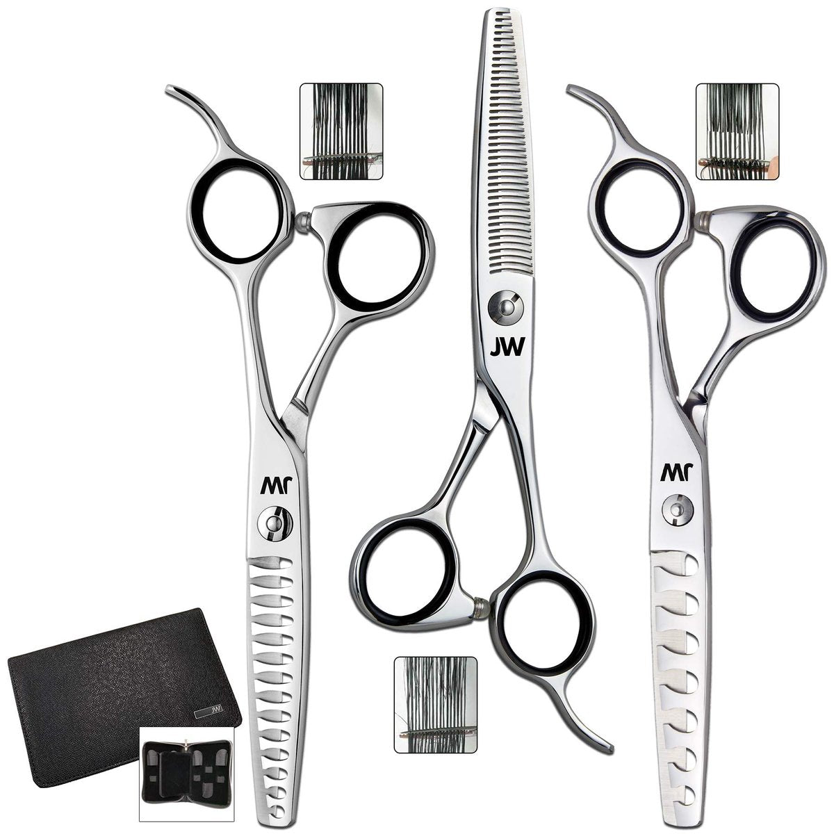 JW TS40 Blending, TS14 Thinning & TS7 Texturizing Trio Professional Shears - Stainless Steel - görsel 1