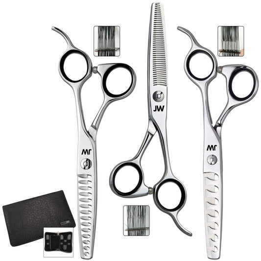 JW TS40 Blending, TS14 Thinning & TS7 Texturizing Trio Professional Shears - Stainless Steel