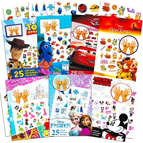 Disney Tattoos Party Favors Mega Assortment – 7 Packs, Over 175 Temporary Tattoos Featuring Princess, Toy Story, Frozen, Cars, Lion King & More Avelisse