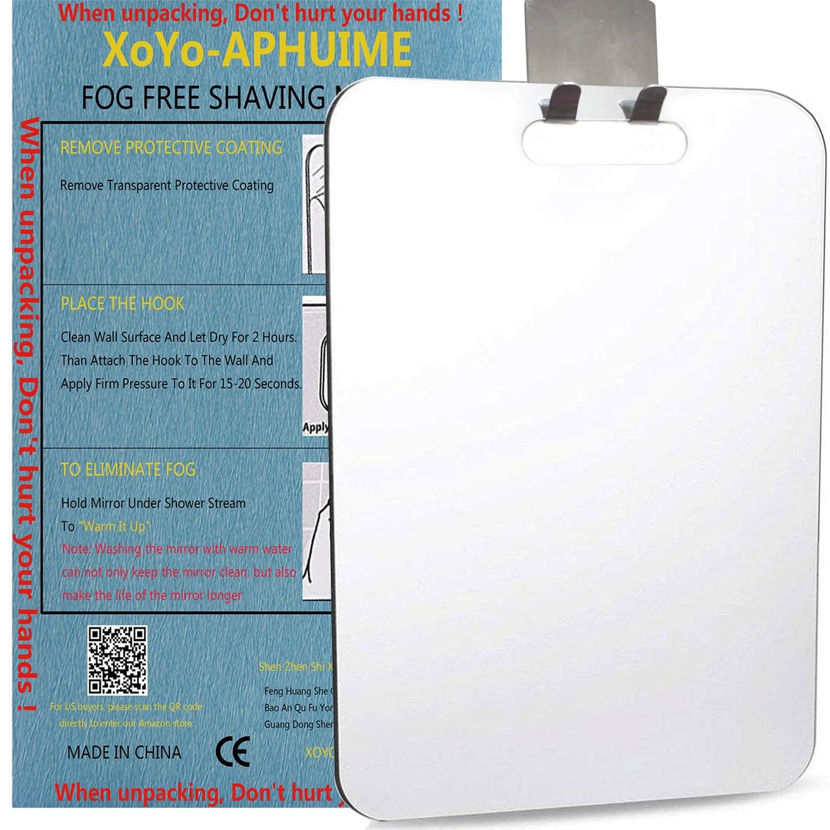 APHUIME 11x7.5 Inch Fogless Shower Mirror – Large Anti-Fog Wall Mounted Makeup & Shaving Mirror for Bathroom, Stainless Steel Frame - görsel 11