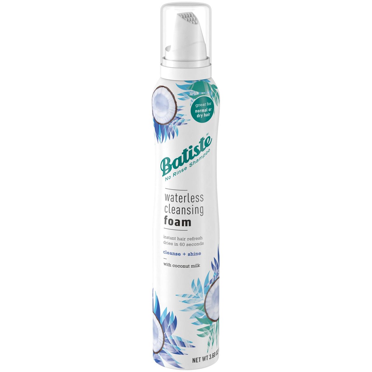 Batiste Waterless Cleansing Foam Cleanse + Shine with Coconut Milk, 3.6 OZ - No Water Dry Shampoo Foam - görsel 1