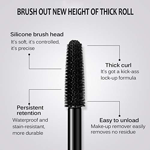 4D Silk Fiber Lash Mascara - Waterproof Volume & Length Mascara for Thicker, Longer, Curly Lashes | Black - görsel 12