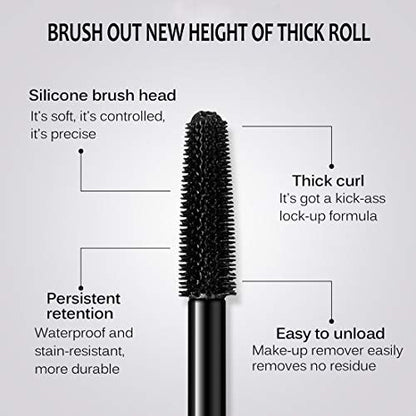 4D Silk Fiber Lash Mascara - Waterproof Volume & Length Mascara for Thicker, Longer, Curly Lashes | Black