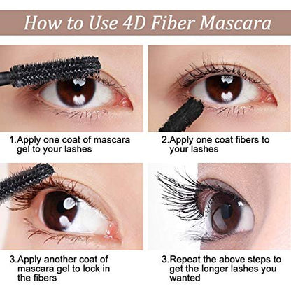 4D Silk Fiber Lash Mascara - Waterproof Volume & Length Mascara for Thicker, Longer, Curly Lashes | Black
