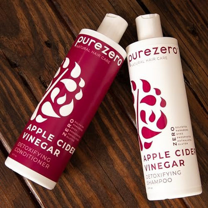Purezero Apple Cider Vinegar Shampoo & Conditioner Set - Detox Scalp & Hair, pH Balanced, Hydrating, Zero Sulfates, Parabens, Dyes - Vegan & Cruelty Free for Color Treated Hair - 12 Fl Oz Each Avelisse