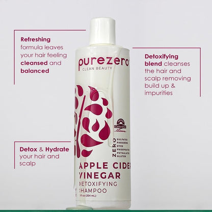 Purezero Apple Cider Vinegar Shampoo & Conditioner Set - Detox Scalp & Hair, pH Balanced, Hydrating, Zero Sulfates, Parabens, Dyes - Vegan & Cruelty Free for Color Treated Hair - 12 Fl Oz Each Avelisse