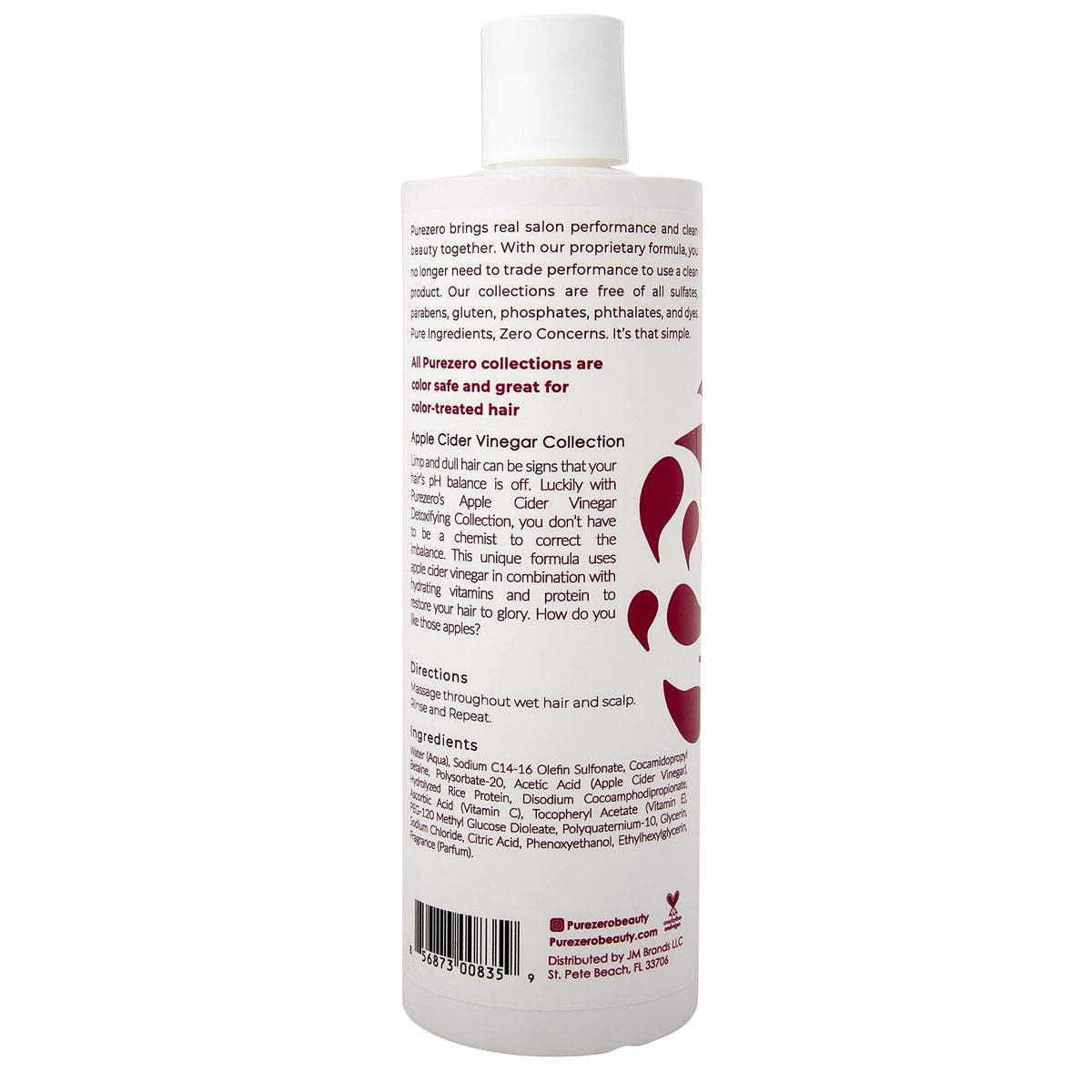 Purezero Apple Cider Vinegar Shampoo & Conditioner Set - Detox Scalp & Hair, pH Balanced, Hydrating, Zero Sulfates, Parabens, Dyes - Vegan & Cruelty Free for Color Treated Hair - 12 Fl Oz Each Avelisse
