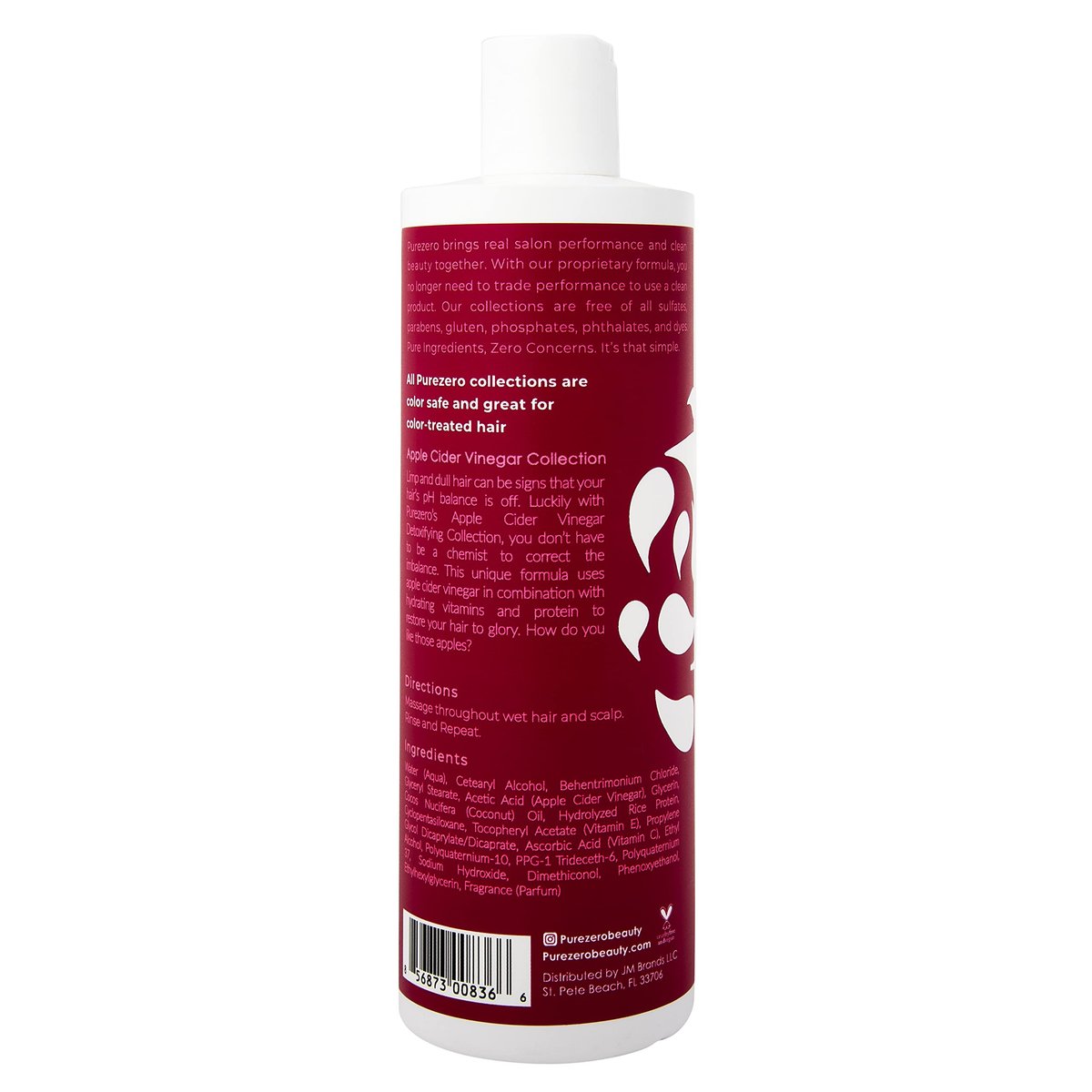 Purezero Apple Cider Vinegar Shampoo & Conditioner Set - Detox Scalp & Hair, pH Balanced, Hydrating, Zero Sulfates, Parabens, Dyes - Vegan & Cruelty Free for Color Treated Hair - 12 Fl Oz Each Avelisse