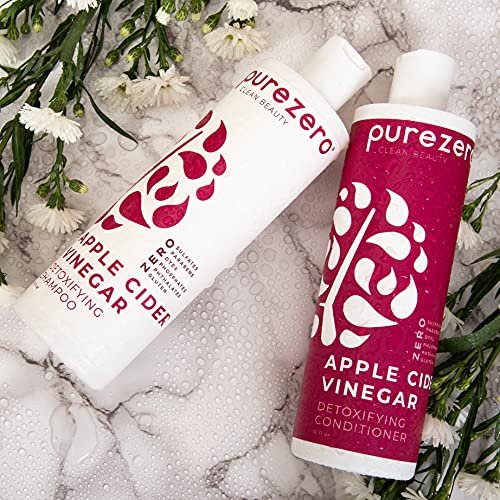 Purezero Apple Cider Vinegar Shampoo & Conditioner Set - Detox Scalp & Hair, pH Balanced, Hydrating, Zero Sulfates, Parabens, Dyes - Vegan & Cruelty Free for Color Treated Hair - 12 Fl Oz Each Avelisse