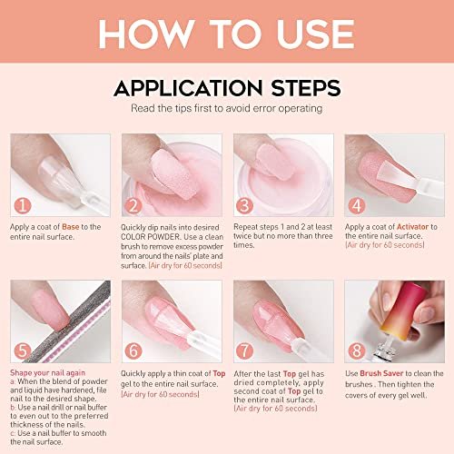 Modelones Dip Powder Liquid Set 4+4 Pcs - Complete Dip Powder System with Base Coat, Top Coat, Activator, Brush Saver & Manicure Tools for DIY Salon Nail Art (15ml/0.5oz) - görsel 16