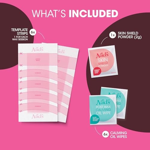 Nad's Eyebrow Wax Strips - Facial Hair Removal for Women - Eyebrow Wax Kit with 6 Strips, 6 Calming Oil Wipes & Skin Protection Powder - görsel 4