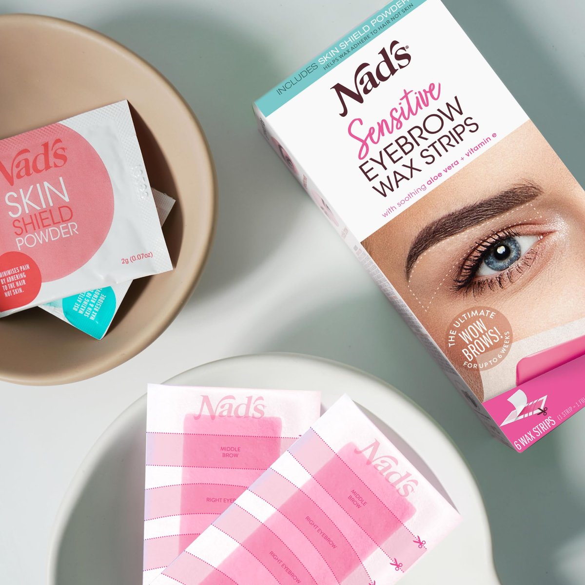 Nad's Eyebrow Wax Strips - Facial Hair Removal for Women - Eyebrow Wax Kit with 6 Strips, 6 Calming Oil Wipes & Skin Protection Powder - görsel 13