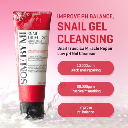 SOME BY MI Snail Truecica Miracle Repair Low pH Gel Cleanser - Gentle Daily Face Wash with Snail Mucin for Sensitive Skin, 3.38 oz (100ml) - Korean Skincare Avelisse