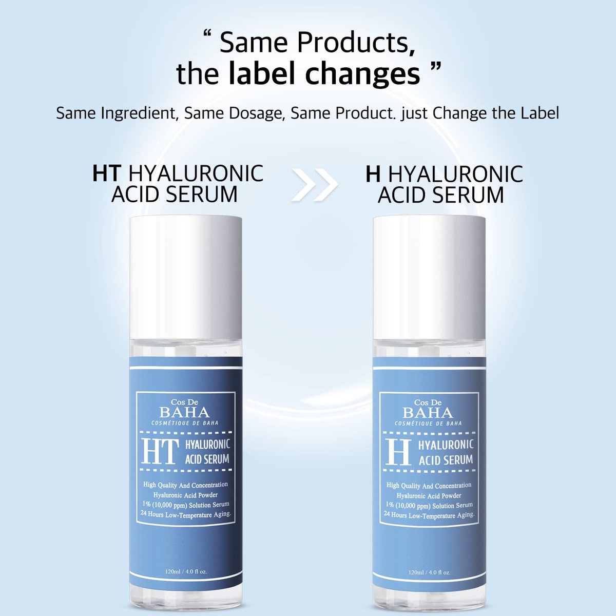 Cos De BAHA Hyaluronic Serum 4 Fl Oz – Pure Sodium Hyaluronate 10,000 ppm Hydrating Face Serum for Dry & Dehydrated Skin – Lightweight Fragrance-Free Korean Skincare Formula (120 ml) Avelisse