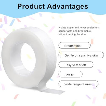 fenshine Lash Tape – 8 Rolls PE Micropore Medical Tape for Eyelash Extensions, Translucent Fabric Tape for False Eyelash Application, 0.5 Inch x 29.5 Feet Each