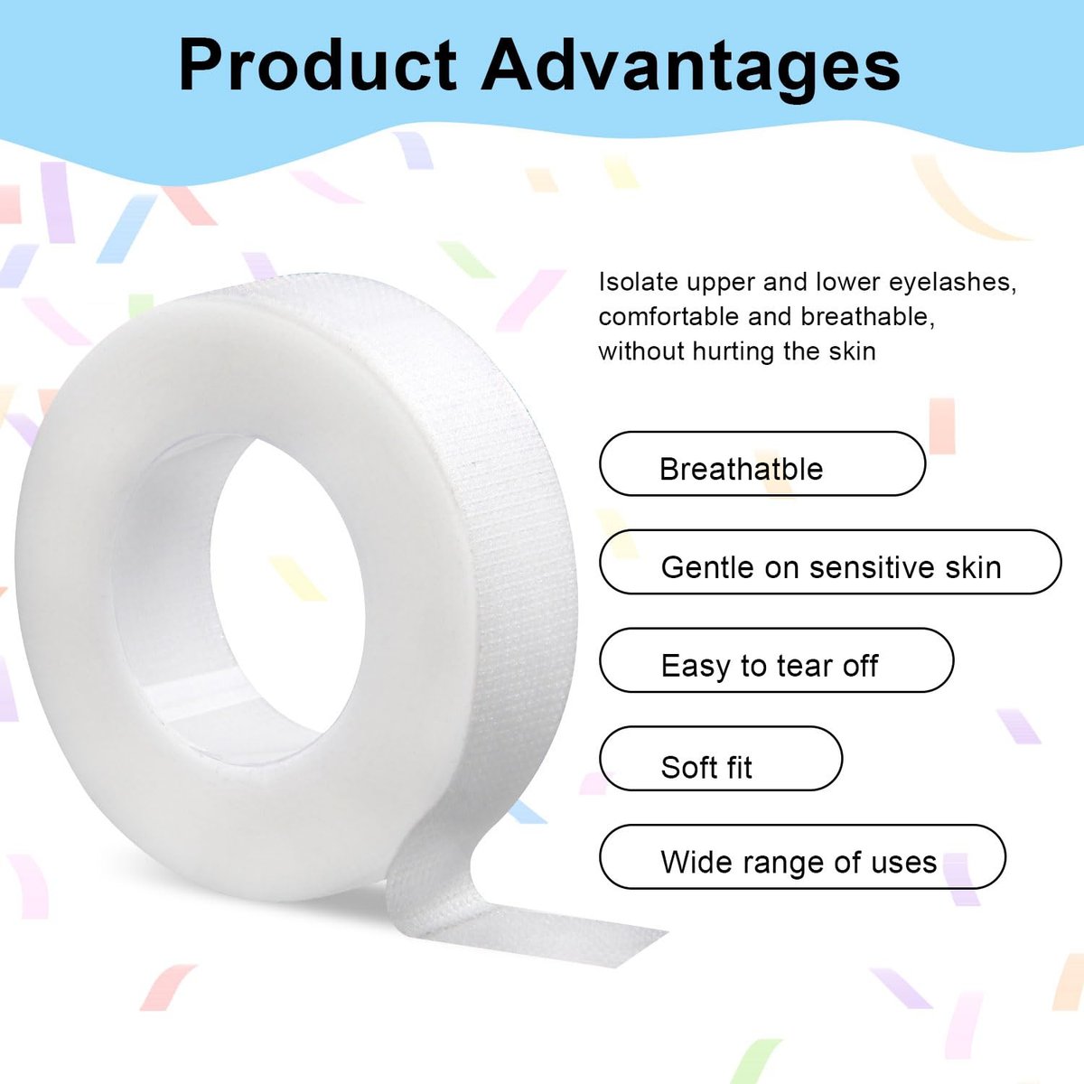 fenshine Lash Tape – 8 Rolls PE Micropore Medical Tape for Eyelash Extensions, Translucent Fabric Tape for False Eyelash Application, 0.5 Inch x 29.5 Feet Each - görsel 5