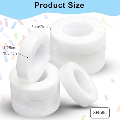 fenshine Lash Tape – 8 Rolls PE Micropore Medical Tape for Eyelash Extensions, Translucent Fabric Tape for False Eyelash Application, 0.5 Inch x 29.5 Feet Each - görsel 4