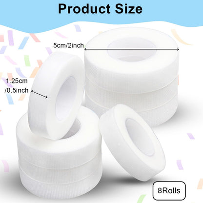 fenshine Lash Tape – 8 Rolls PE Micropore Medical Tape for Eyelash Extensions, Translucent Fabric Tape for False Eyelash Application, 0.5 Inch x 29.5 Feet Each