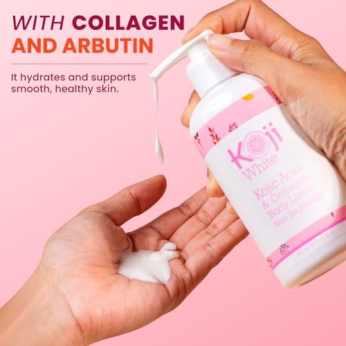 Koji White Kojic Acid & Collagen Body Lotion – Skin Brightening Moisturizer for Glowing, Even Skin Tone – Vegan, 8.45 Fl Oz (2-Pack) Avelisse