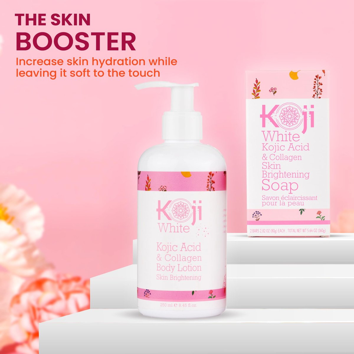 Koji White Kojic Acid & Collagen Body Lotion – Skin Brightening Moisturizer for Glowing, Even Skin Tone – Vegan, 8.45 Fl Oz (2-Pack) Avelisse