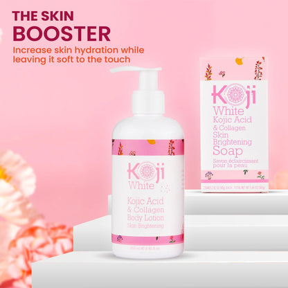 Koji White Kojic Acid & Collagen Body Lotion – Skin Brightening Moisturizer for Glowing, Even Skin Tone – Vegan, 8.45 Fl Oz (2-Pack) Avelisse