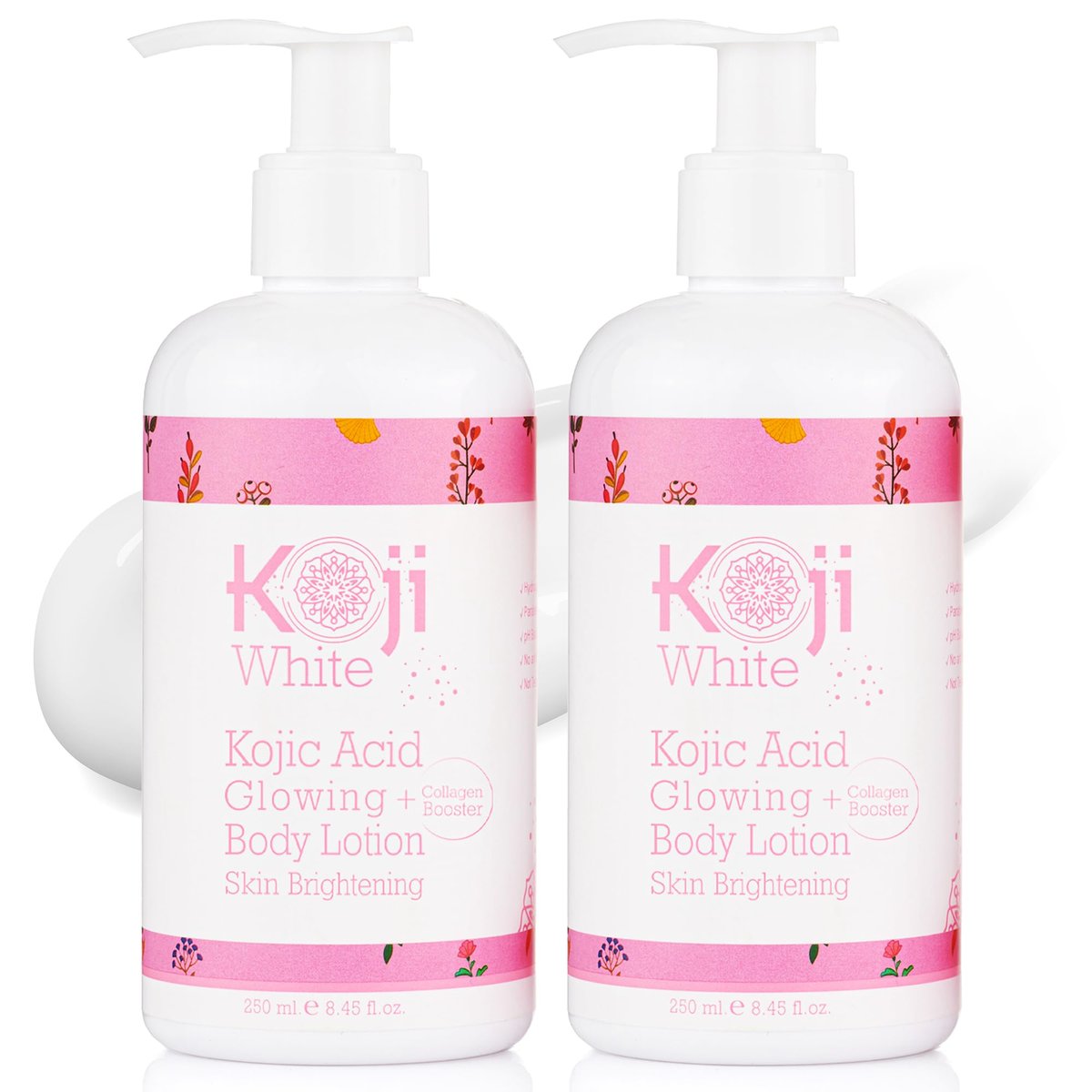 Koji White Kojic Acid & Collagen Body Lotion – Skin Brightening Moisturizer for Glowing, Even Skin Tone – Vegan, 8.45 Fl Oz (2-Pack) Avelisse