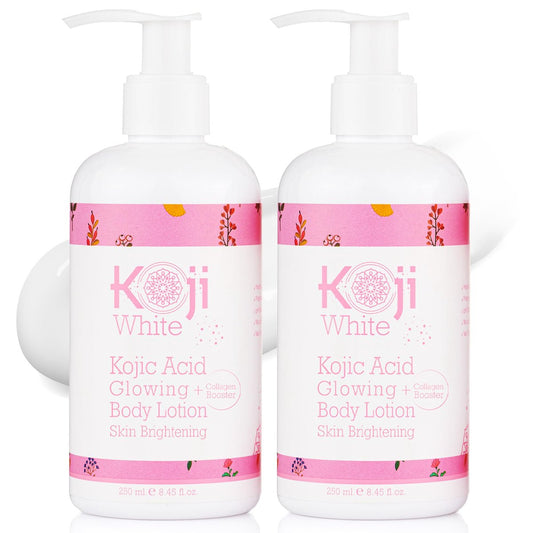 Koji White Kojic Acid & Collagen Body Lotion – Skin Brightening Moisturizer for Glowing, Even Skin Tone – Vegan, 8.45 Fl Oz (2-Pack) Avelisse