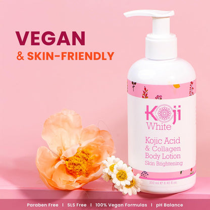 Koji White Kojic Acid & Collagen Body Lotion – Skin Brightening Moisturizer for Glowing, Even Skin Tone – Vegan, 8.45 Fl Oz (2-Pack) Avelisse