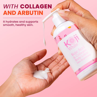 Koji White Kojic Acid & Collagen Body Lotion – Skin Brightening Moisturizer for Glowing, Even Skin Tone – Vegan, 8.45 Fl Oz (2-Pack) Avelisse