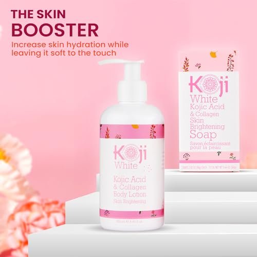 Koji White Kojic Acid & Collagen Body Lotion – Skin Brightening Moisturizer for Glowing, Even Skin Tone – Vegan, 8.45 Fl Oz (2-Pack) Avelisse