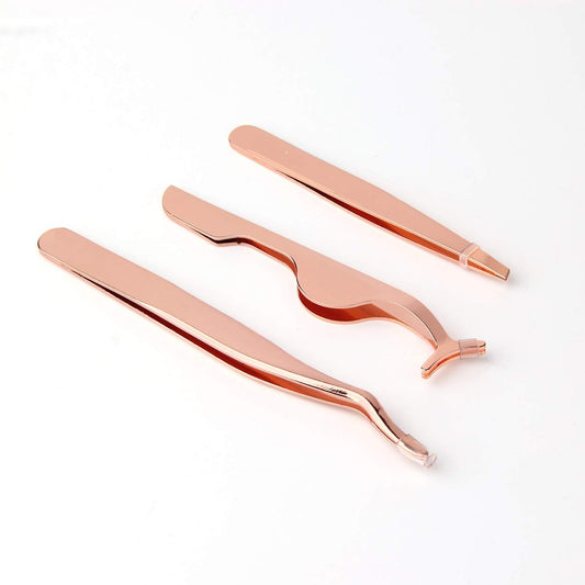 Rose Gold 3-Piece False Eyelash Tool Set: Applicator, Scissors & More | Calary