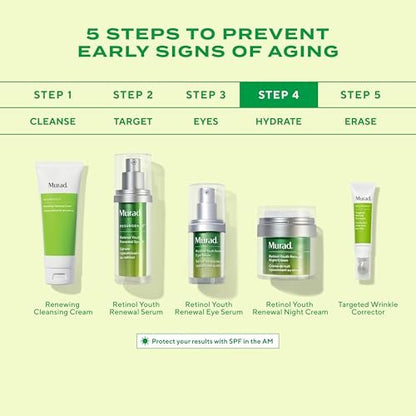 Murad Retinol Youth Renewal Night Cream - Anti-Aging Moisturizer with Retinol Tri-Active Technology and Niacinamide, Fights Wrinkles and Fine Lines, Boosts Radiance and Firms Skin - 1.7 Fl Oz Avelisse