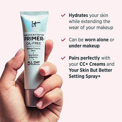 IT Cosmetics Your Skin But Better Makeup Primer+ - Clear, 1 fl oz - Extends Makeup Wear, Hydrates, Refines Pores Avelisse