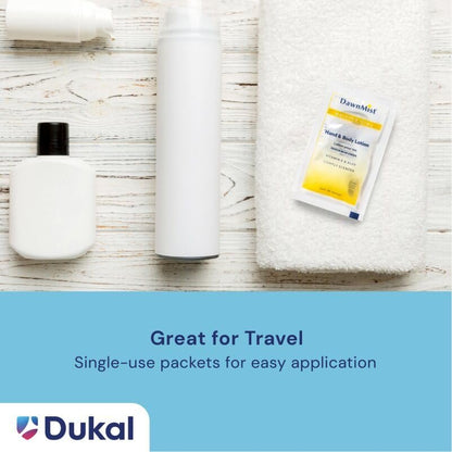 Dukal DawnMist Moisturizing Lotion - 100 Pack, Hand & Body, Aloe & Vitamin E, Coconut Fragrance, 0.35 oz Single-Use, Alcohol-Free Avelisse