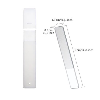 Mudder 4 Pack Glass Nail File and Crystal Shiner Files Kit with Case - Nano Nail Buffer Polisher for Natural Nails, Double Sided Etched Manicure Tools for Women, Men, Adults (White and Black)