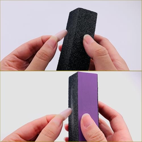 HeeYaa 10-Pack Nail Buffer Sanding Blocks - 100/180 Grit 3-Sided Nail Files for Manicure & Pedicure (Black Purple) - görsel 7