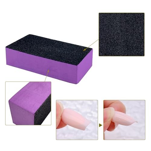 HeeYaa 10-Pack Nail Buffer Sanding Blocks - 100/180 Grit 3-Sided Nail Files for Manicure & Pedicure (Black Purple) - görsel 5
