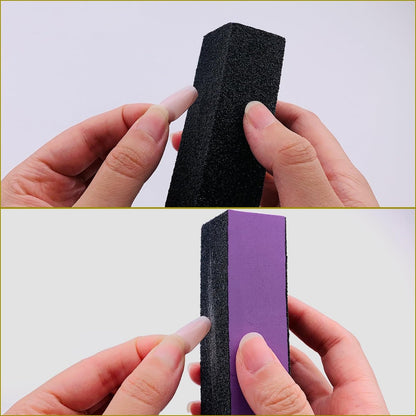 HeeYaa 10-Pack Nail Buffer Sanding Blocks - 100/180 Grit 3-Sided Nail Files for Manicure & Pedicure (Black Purple)