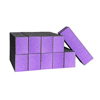 HeeYaa 10-Pack Nail Buffer Sanding Blocks - 100/180 Grit 3-Sided Nail Files for Manicure & Pedicure (Black Purple)