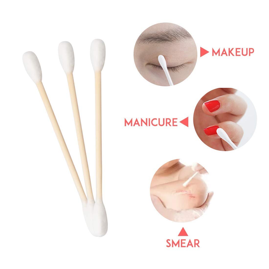 Cotton Swabs 2000ct (20 Pack) - Double-Tipped Wooden Stick Cotton Buds for Ear Cleaning, Makeup, and Daily Use - görsel 5